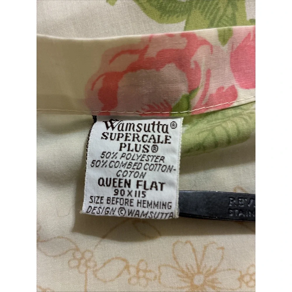 Vtg Wamsutta Queen Flat Sheet Supercale Plus Made in USA Floral Spring Flowers